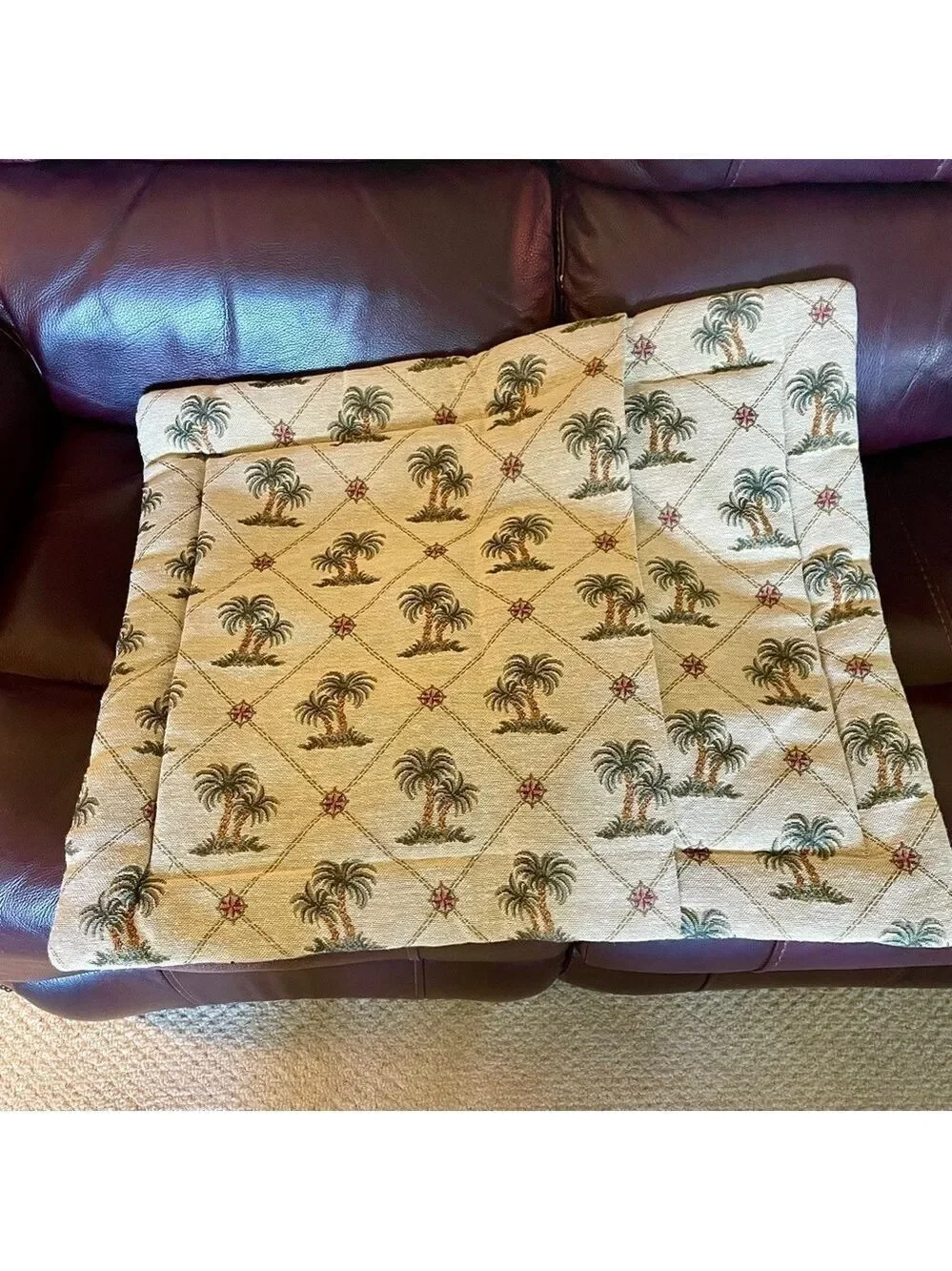 Pillow Cover, Wilkinson Textiles, Custom Made Palm Trees, 25” x 29”.